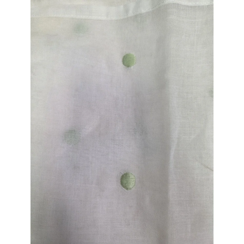 Set Of 2 Pottery Barn Kids Cotton White/ Light Green Polka Dot Curtain Panels